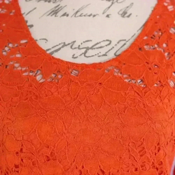 Women's Size L Peck & Peck Weekend Orange floral eyelet 3/4 sleeve top Vintage - Picture 4 of 11